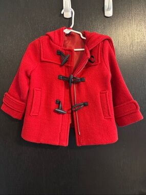 GAP Red Hooded Toggle Pea Coat for Kids